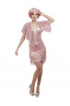 Smiffys Rose 20s Pink Flapper Costume de déguisement vintage années 20, Filles, 55080S, UK Size 08-10