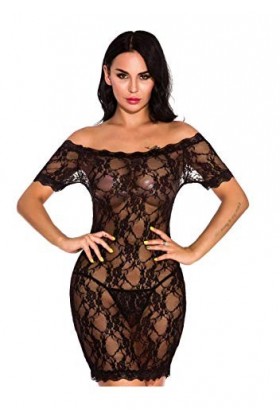 Vêtements Techniques Et Spéciaux Érotisme Sexe Et Sensualité Tentation Sexy en Soie, Dentelle Et Soie, Tentation XL_Black