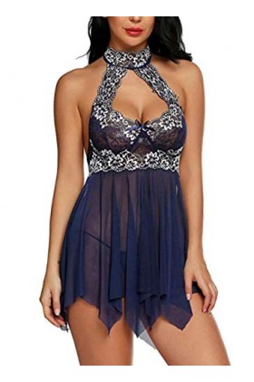 Lingerie Sexy Femme Nuisettes Sexy Femme Tentation Sexy De Costume De Mode Rouge Net Lingerie XL_Blue