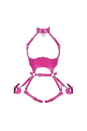 BBOHSS Femmes Corps Harnais Cuir Punk Soutien-Gorge Costume jarretière Club fête Rave Halloween Pleine Ceinture Creuse Costum