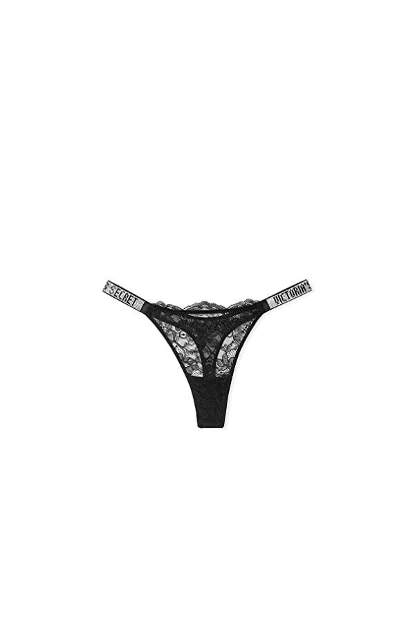 Victorias Secret String très sexy à bretelles brillantes XS-XL , Dentelle rose pure, Large