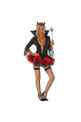 lhmlyl Femme Sexy NuitDames Halloween Diable Déguisements Costume Corne Femme Sexy Diable Costume Tenue-Rouge_S