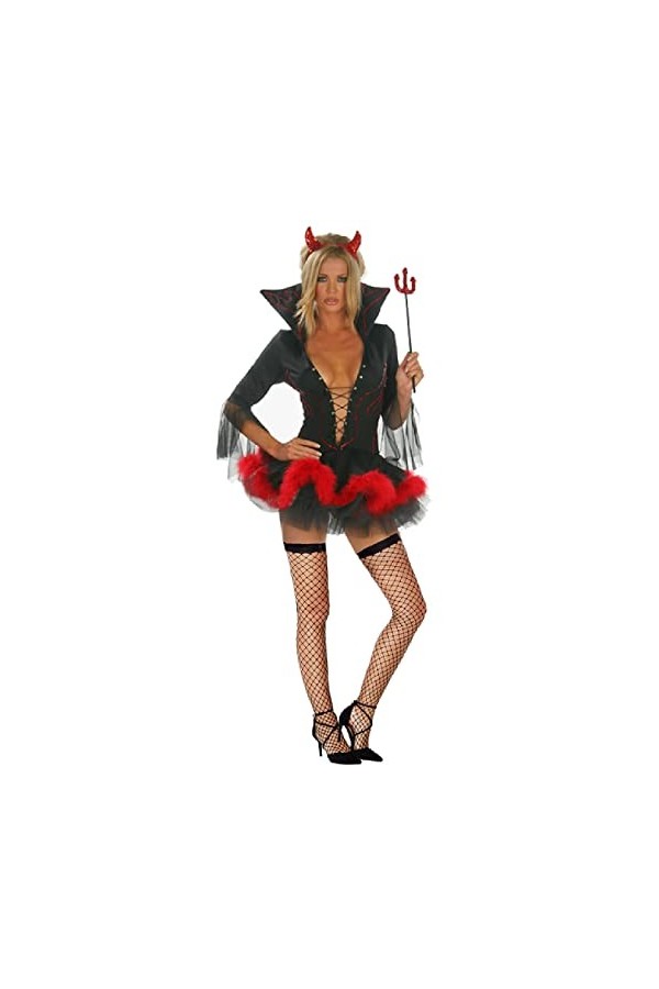 lhmlyl Femme Sexy NuitDames Halloween Diable Déguisements Costume Corne Femme Sexy Diable Costume Tenue-Rouge_S