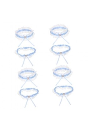 GALPADA 4 Ensembles Porte-Jarretelles Jardin pour Les Mariages Jarretière Blanche Kits De Macramé Floral Jarretelles De Maria