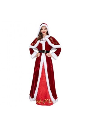 Kirdume Mme Santa Claus, Robe Rouge Velours Noël Femme, Costumes Robe Longue Fantaisie Fête Cosplay Noël Pour Dames, Noël Rob