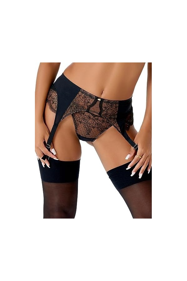 Gossard VIP Devotion Porte-jarretelles Taille haute Transparent Lingerie Noir, noir, Medium