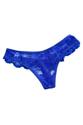 YiyiLai Femme sous-vêtement Sexy Dentelle Lingerie Invsible Transparent G-String Culotte Uni Bleu