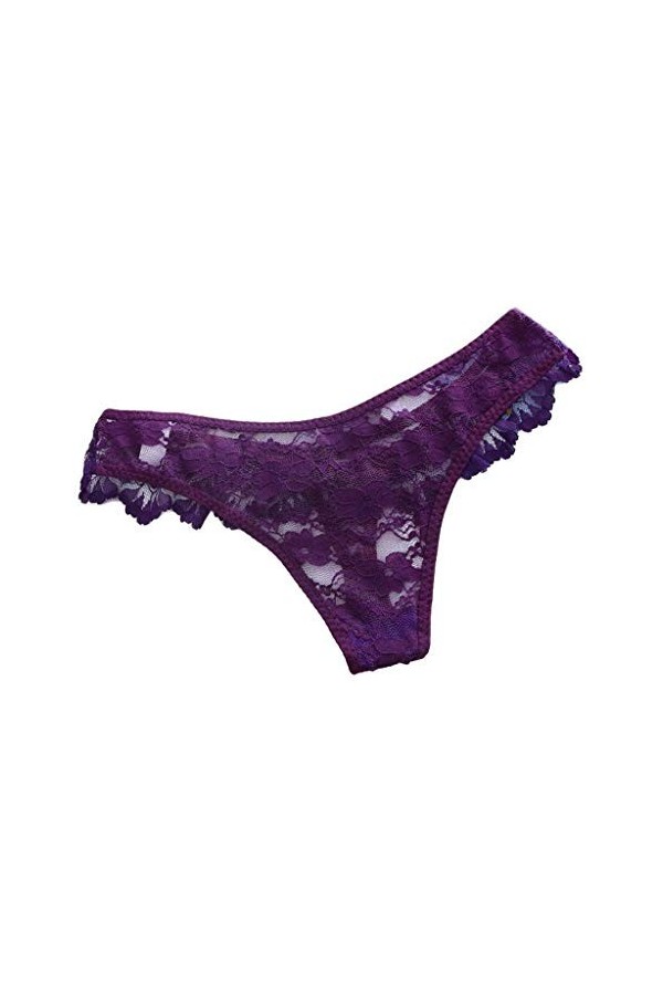 YiyiLai Femme sous-vêtement Sexy Dentelle Lingerie Invsible Transparent G-String Culotte Uni Bleu