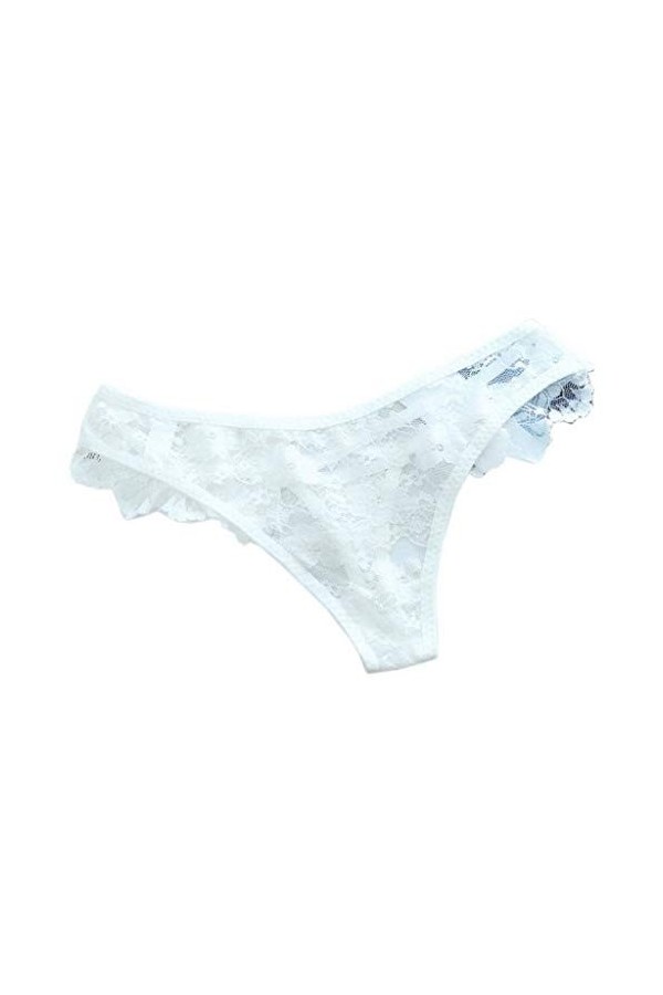 YiyiLai Femme sous-vêtement Sexy Dentelle Lingerie Invsible Transparent G-String Culotte Uni Bleu