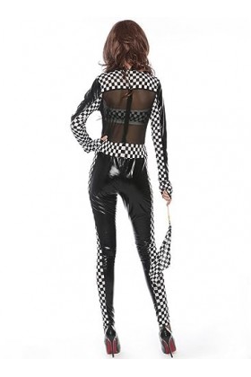 JYDQM Costumes Féminins Uniformes De Jeu De Costume Sexy Siamois De Vêtements De Moto De Course Rouge Et Noir Robe Ds Gaze Mo