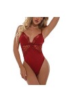 ZTIANEF Costume de Femme de chambreLingerie érotique Tunique Slim Sexy Combinaison, Rouge, L