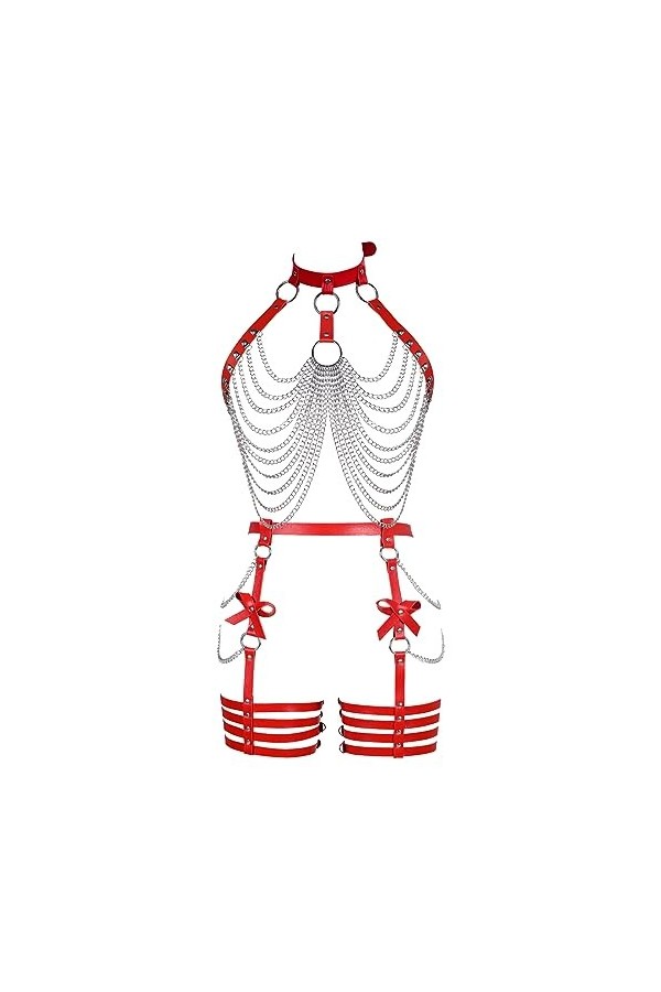 Femmes Body Strap Cuir Punk Soutien - Gorge élégant Corps évidé Cage Garter Set Gothique Halloween Carnaval Dance Costume Ro