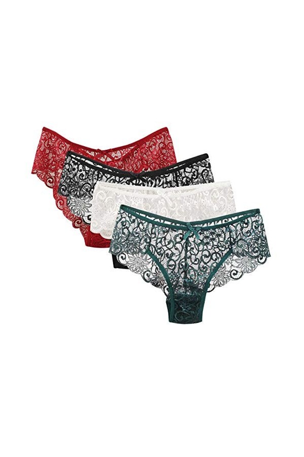 FEOYA-Culotte Sexy Femme en Dentelle Ajourée Stretch Slip Culotte sous-vêtements Culotte Translucide Mode sous-vêtements Paqu