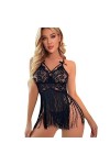 ZTIANEF Costume de Femme de chambreLingerie érotique Crossover Slip Jupe Courte Pyjama Sexy, Noir, XXL