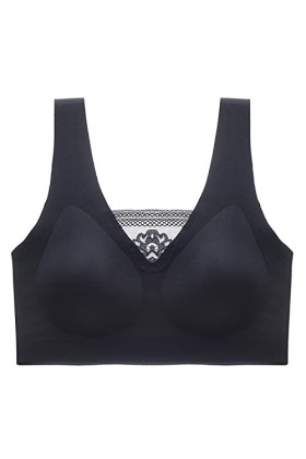 Necalisi Soutien Gorge Femme Noir+Jaune Clair Femme Soutien Gorge Sport Maintien Extreme Grande Taille Brassière sans Armatur