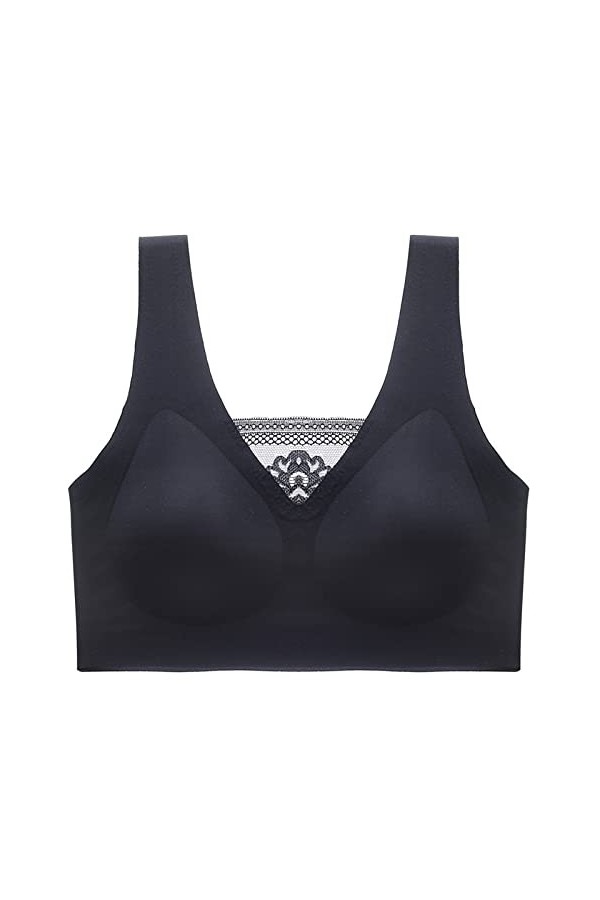 Necalisi Soutien Gorge Femme Noir+Jaune Clair Femme Soutien Gorge Sport Maintien Extreme Grande Taille Brassière sans Armatur