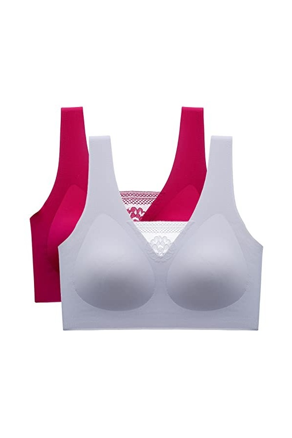 Necalisi Soutien Gorge Femme Noir+Jaune Clair Femme Soutien Gorge Sport Maintien Extreme Grande Taille Brassière sans Armatur