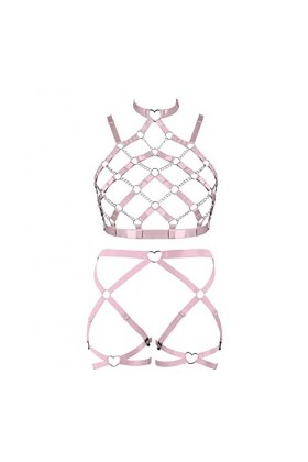 Femmes Body Lingerie Plus Taille Creux chaîne métallique Garter Set Punk Gothique Halloween Carnaval Costume de noël Vin Rou