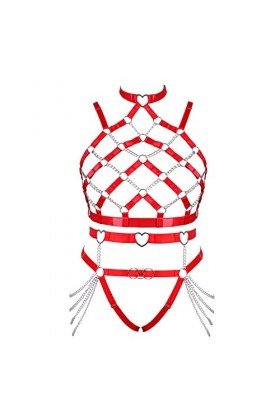 Femmes Body Lingerie Mode Plus Taille évidée chaîne métallique sous - vêtements Garter Set Punk Gothique Halloween Carnaval N