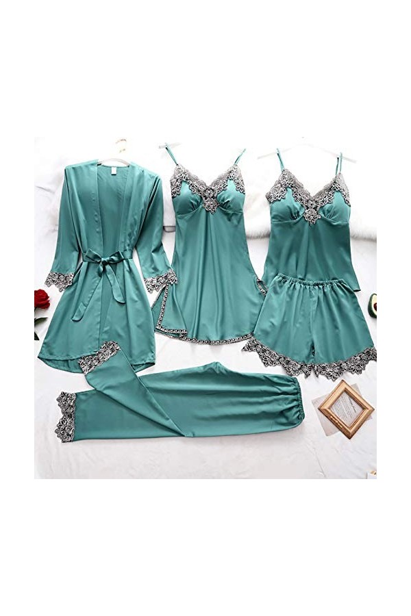 HUyydza Lingerie erothique Femme - Body Damen Sexy Dessous Spitze Nuisette Bretelles Reglables Pyjamas en Satin Une Pièces Ba