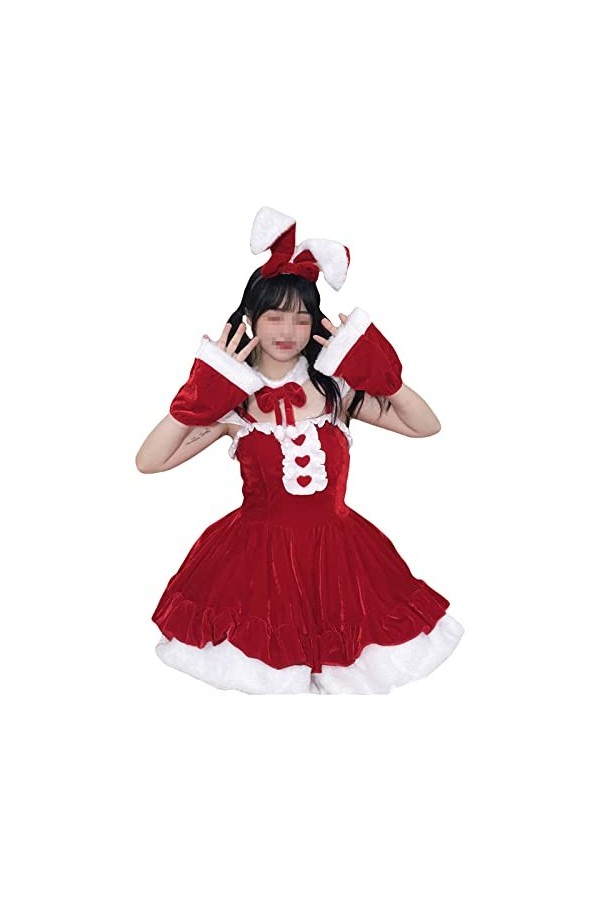 Noël Lapin Fille Douce Robe Mignon Mode Chaud Licou Princesse Robe Claus Santa Noël Cosplay Costume pour soirée discothèque s