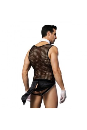 JPXJGT Hommes Mankini sous-vêtements Lingerie Cosplay Elasticité Bar Borat Jeu de rôle Culotte érotique Clubwear Color:Black,