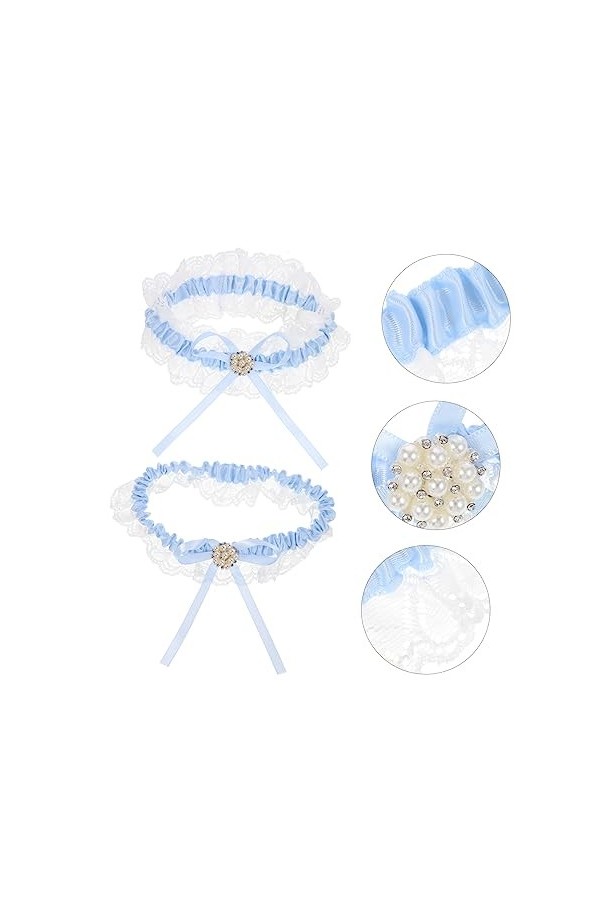 GALPADA 4 Ensembles Porte-Jarretelles Jarretière Fleur Jarretière De Mariage Perle Jarretière De Mariée Costume De Bal Jarret