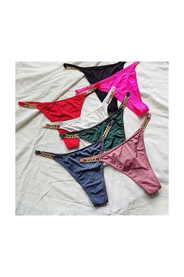 Ghemdilmn Lot de 3 slips sexy en dentelle pour femme - Culotte en dentelle - Crochet - String - Rouge, 3 - Bleu, L