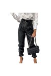 DCIUSTFHE Femmes Sexy Cuir PU Décontracté Taille Haute Droit Détaché Pantalon en Cuir Boîte De Nuit Barres DS Scène Vêtements