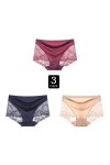 Femme Slips Sexy Sheer Floral Underpants sous- vêtements en Coton Extensible Femmes String Panty Dentelle Culottes, Lot De 3 