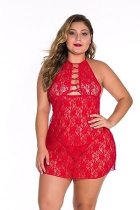 ZTIANEF Ouvrir lentrejambeSexy Back Crossover Lingerie romade érotique Tout-en-Un Pyjama, Rouge, 4XL
