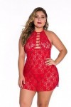 ZTIANEF Ouvrir lentrejambeSexy Back Crossover Lingerie romade érotique Tout-en-Un Pyjama, Rouge, 4XL