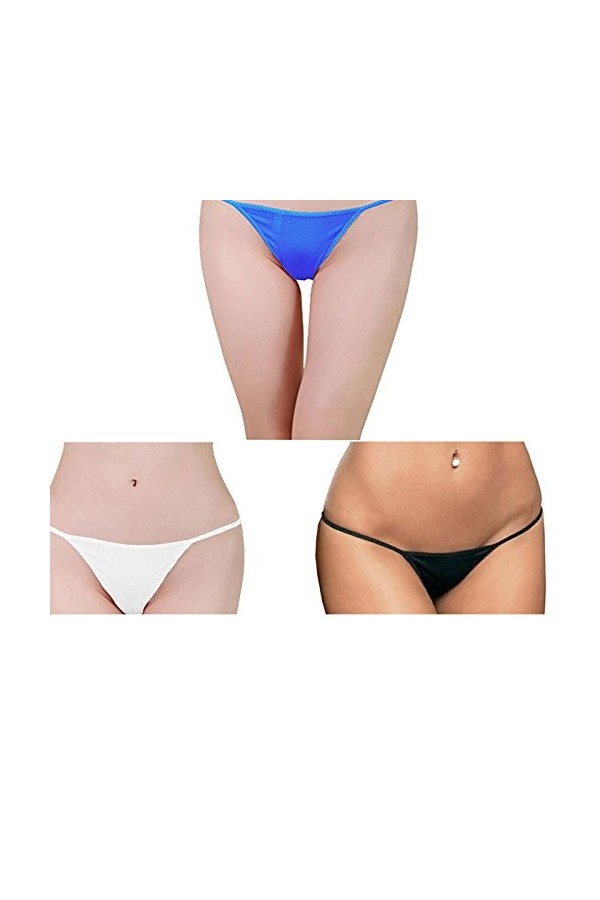 Simply Gorgeous 3er-Pack Sexy Ladies G-String Tangas - Schwarz, weiß & Bleu - Einheitsgröße
