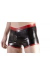 JVHGE Black Mens Latex Boxer Shorts with Red Trim Rubber Shorts Contrasting Belt and Edge Trim