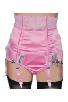 Porte-jarretelles rose à 6 bretelles en satin et dentelle taille M 