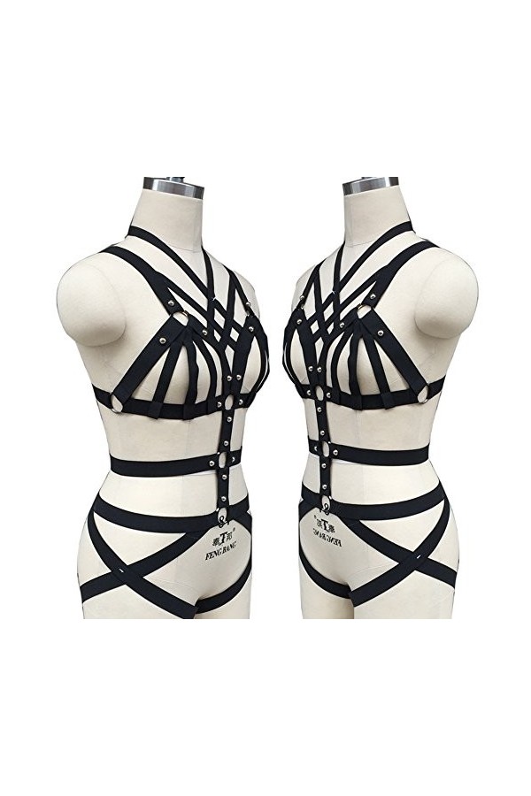 N/A/A Ensemble de lingerie pour femme avec bretelles élastiques et porte-jarretelles