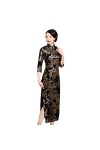 Bervoco Qipao Robe de mariée style oriental en velours doré, Td0064-1, Taille M