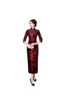 Bervoco Qipao Robe de mariée style oriental en velours doré, Td0064-1, Taille M