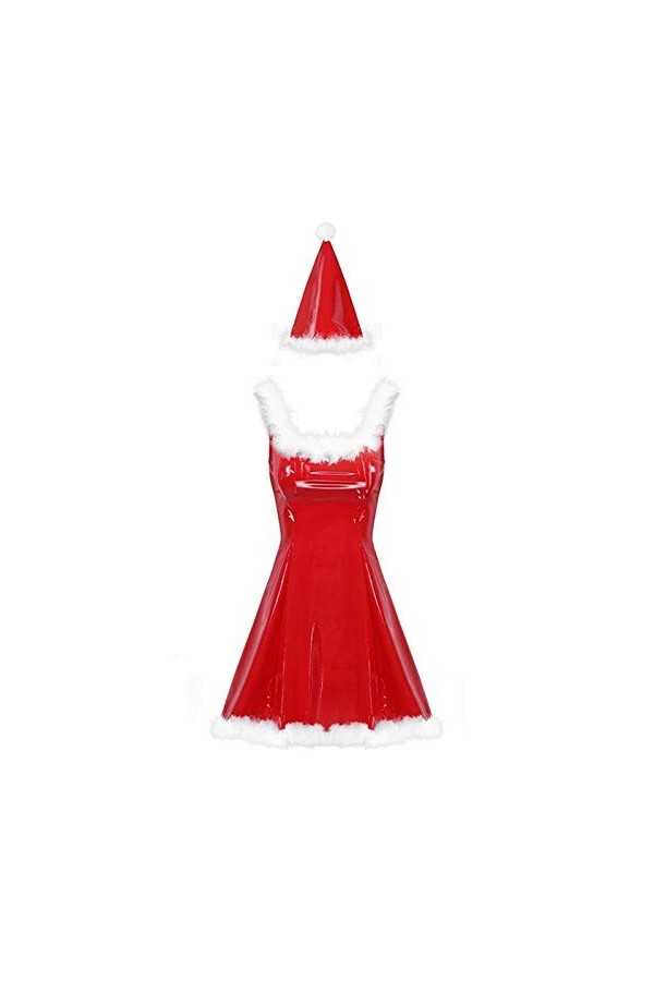 YIJIAN Robe Femme Mrs Santa Claus Robe Coiffe carré Robe de Plume sans Manches avec Chapeau Color : One Size, Size : M 