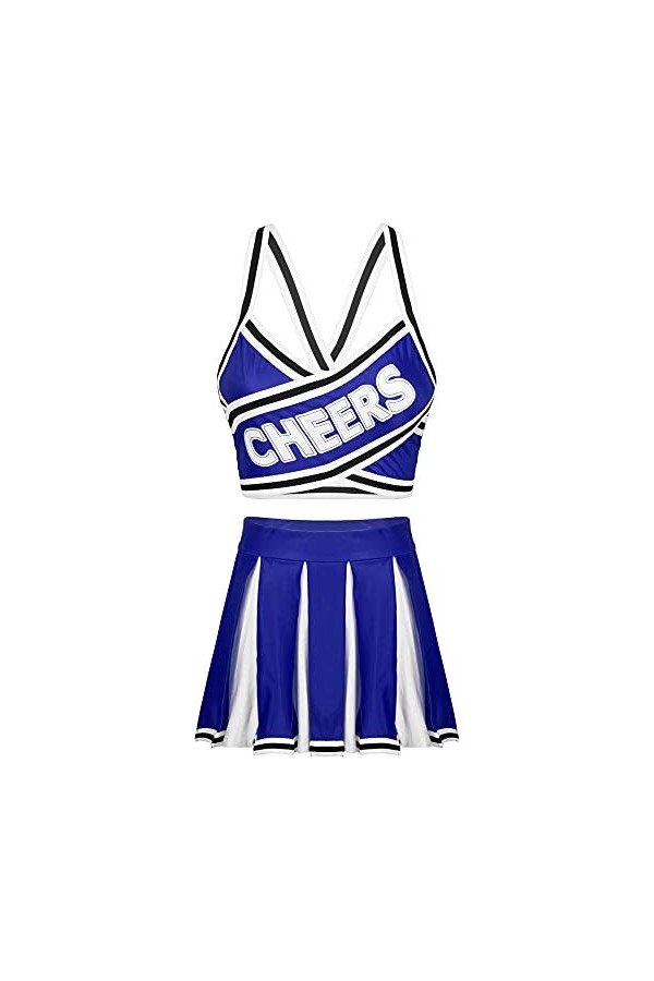 KSDFIUHAG Bustiers Et Corsets Femme Femmes Costume DÉcolière Japonaise Uniforme Élastique Rayé Dos Croisé Crop Top avec Jupe