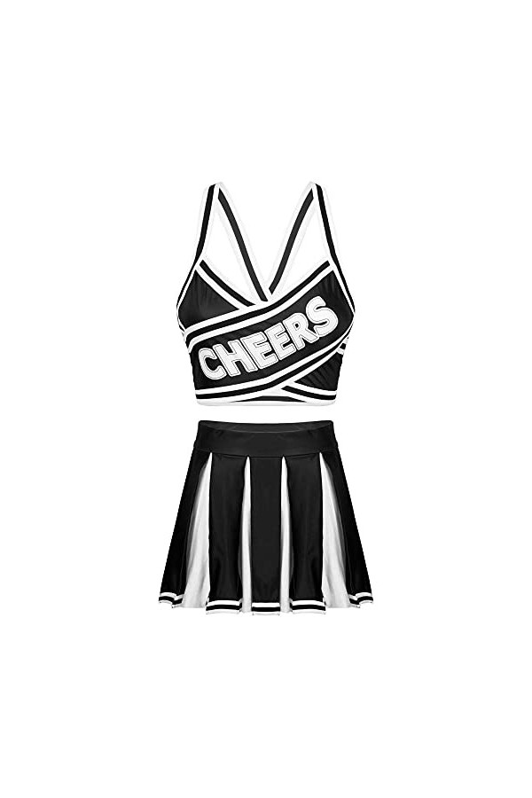 KSDFIUHAG Bustiers Et Corsets Femme Femmes Costume DÉcolière Japonaise Uniforme Élastique Rayé Dos Croisé Crop Top avec Jupe