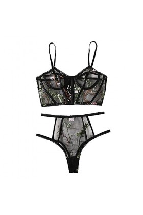 sous-vêtements Sexy pour Femmes Chemises&nbsp;&nbsp;négligées Femmes Broderie String Ensemble de sous-vêtements Sexy