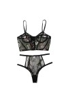 sous-vêtements Sexy pour Femmes Chemises&nbsp;&nbsp;négligées Femmes Broderie String Ensemble de sous-vêtements Sexy