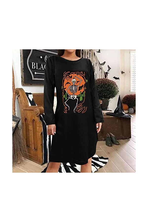 Costume de soubrette tendance ras du cou araignée citrouille mature hiver automne manches longues crâne Lets Get Smashed Cos