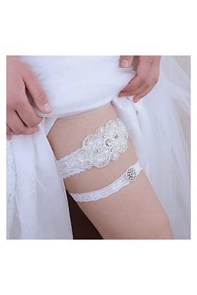ZZSRJ Mariée Mariage Jarretière Jumelette De Lace Jeune Bague Blanc Sexy Fleur Cadeau Dames Decoration de la fête de mariée 