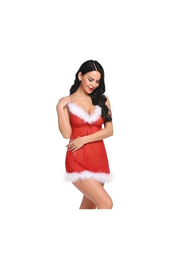adqw Vêtements Techniques Et Spéciaux Noël Sexy Lingerie Plus La Taille des Femmes Collants Rouge Dentelle Jupe Rouge Robe V 