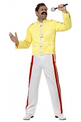 Smiffys Licenciado oficialmente Costume de Freddie Mercury, Queen, jaune, avec veste et pantalon