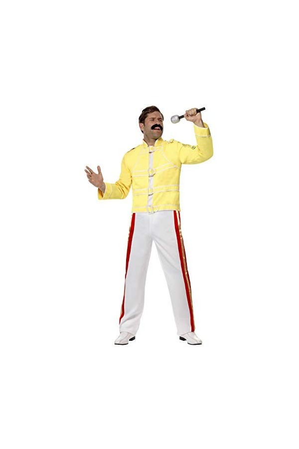 Smiffys Licenciado oficialmente Costume de Freddie Mercury, Queen, jaune, avec veste et pantalon