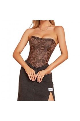 Bustier Vintage Sexy Sans Bretelles pour Femmes Body à Épaules Dénudées Avec Fermeture Éclair, Dos Désossé, Corset, Crop Top 