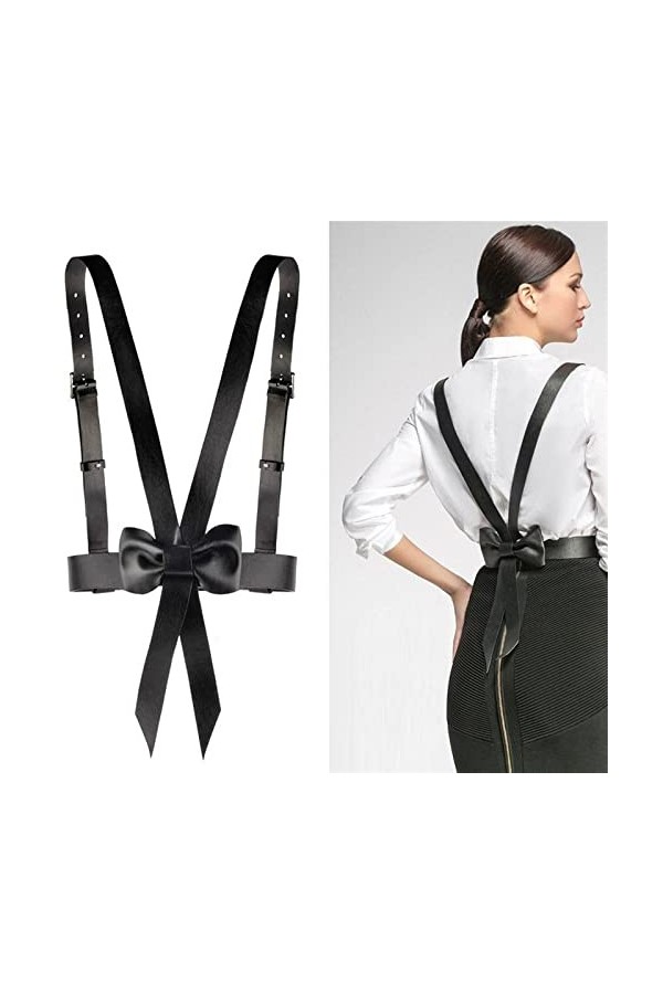 TEMSEG Femmes Jarretelles Noeud Papillon Ceinture Chemise Robe Accessoires Bretelles Vintage Bal Tenue de Femme de Chambre